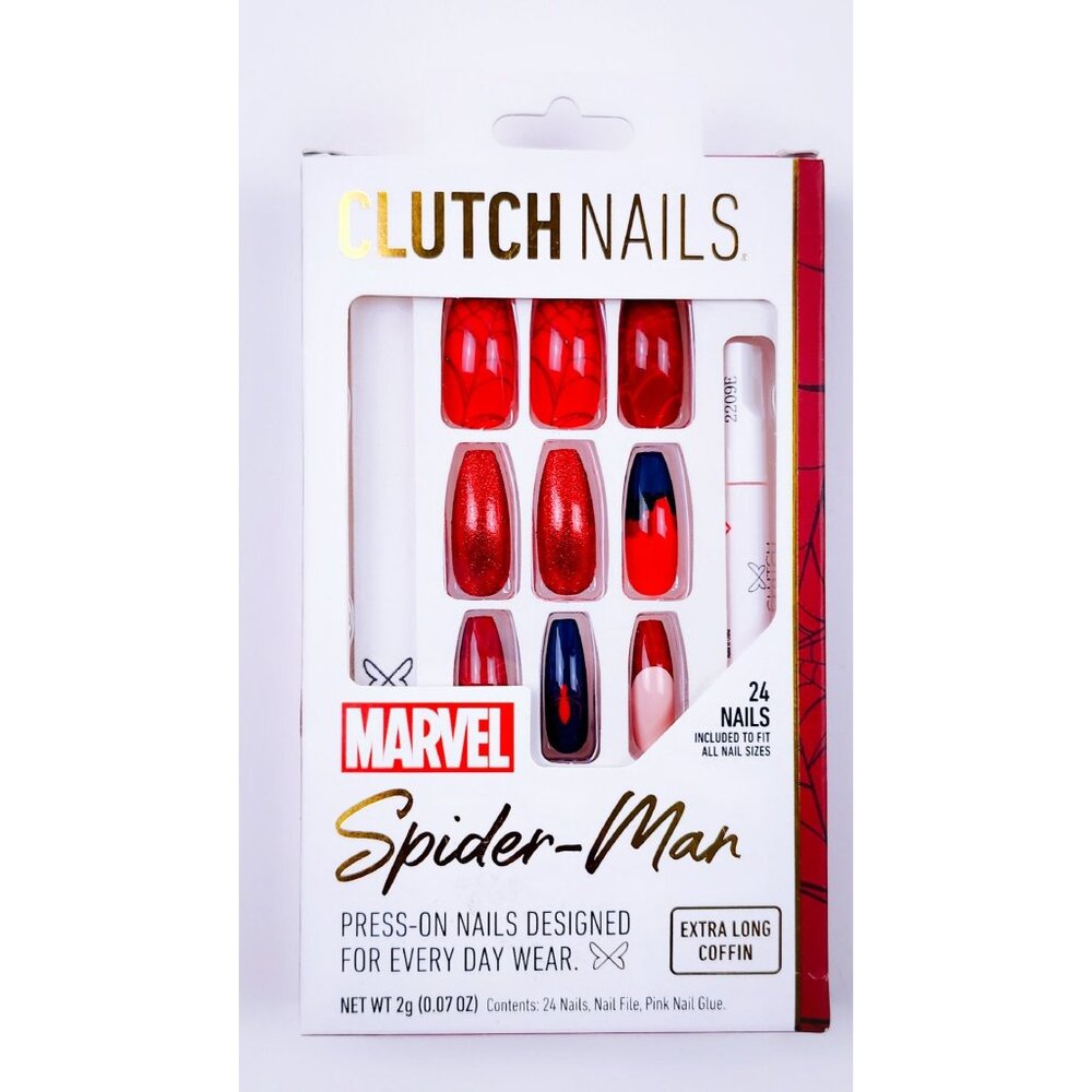 Clutch Nails x Marvel Spider-Man Extra Long Coffin Press-On Nails – Set of 24